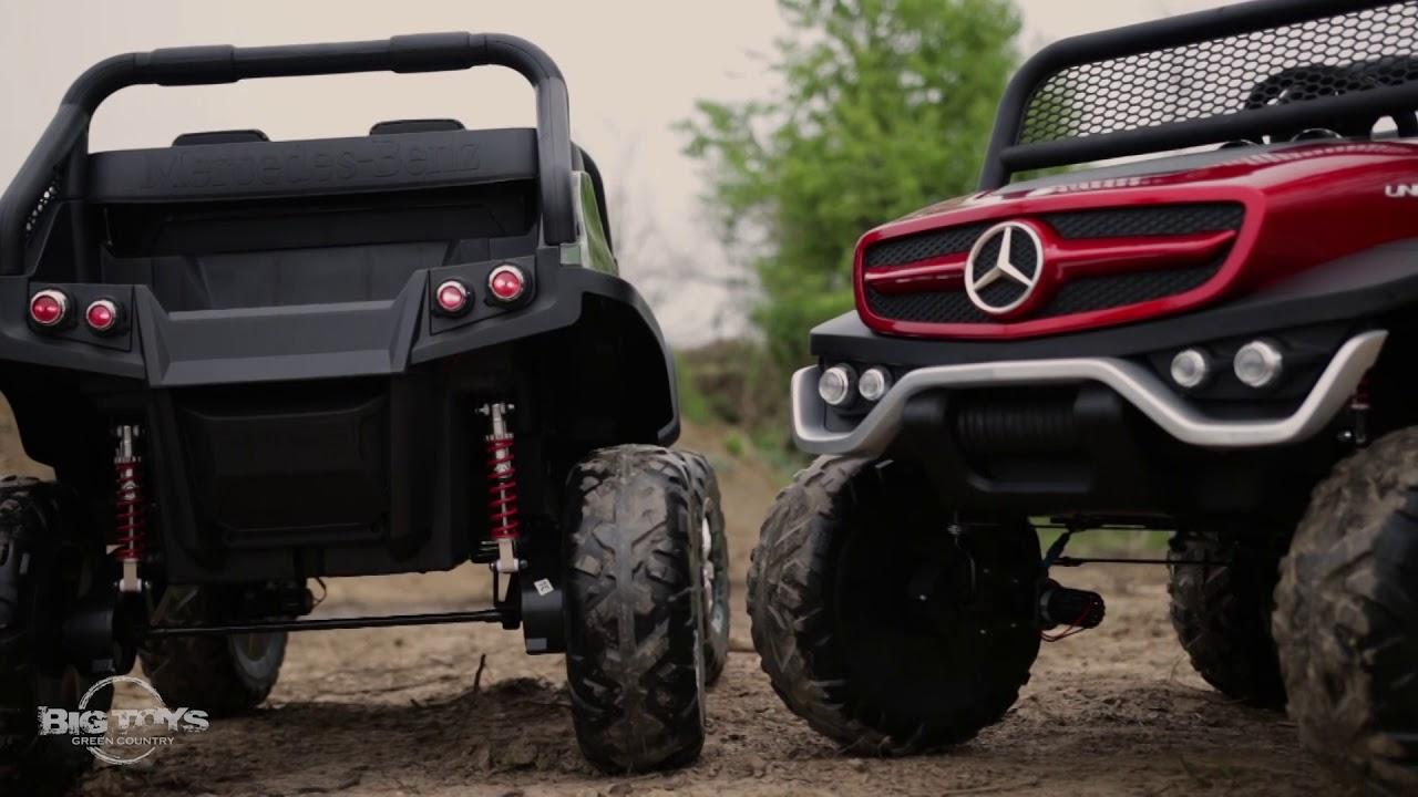 nagyméretű elektromos kétszemélyes mercedes unimog terepjáró gyerekeknek